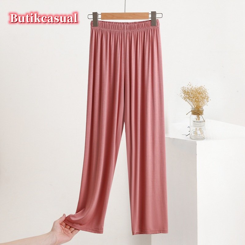 Quần Dài Cotton Lưng Thun Cao Dáng Rộng Có Túi Thời Trang Mùa Hè 2023 Mới Cho Nữ