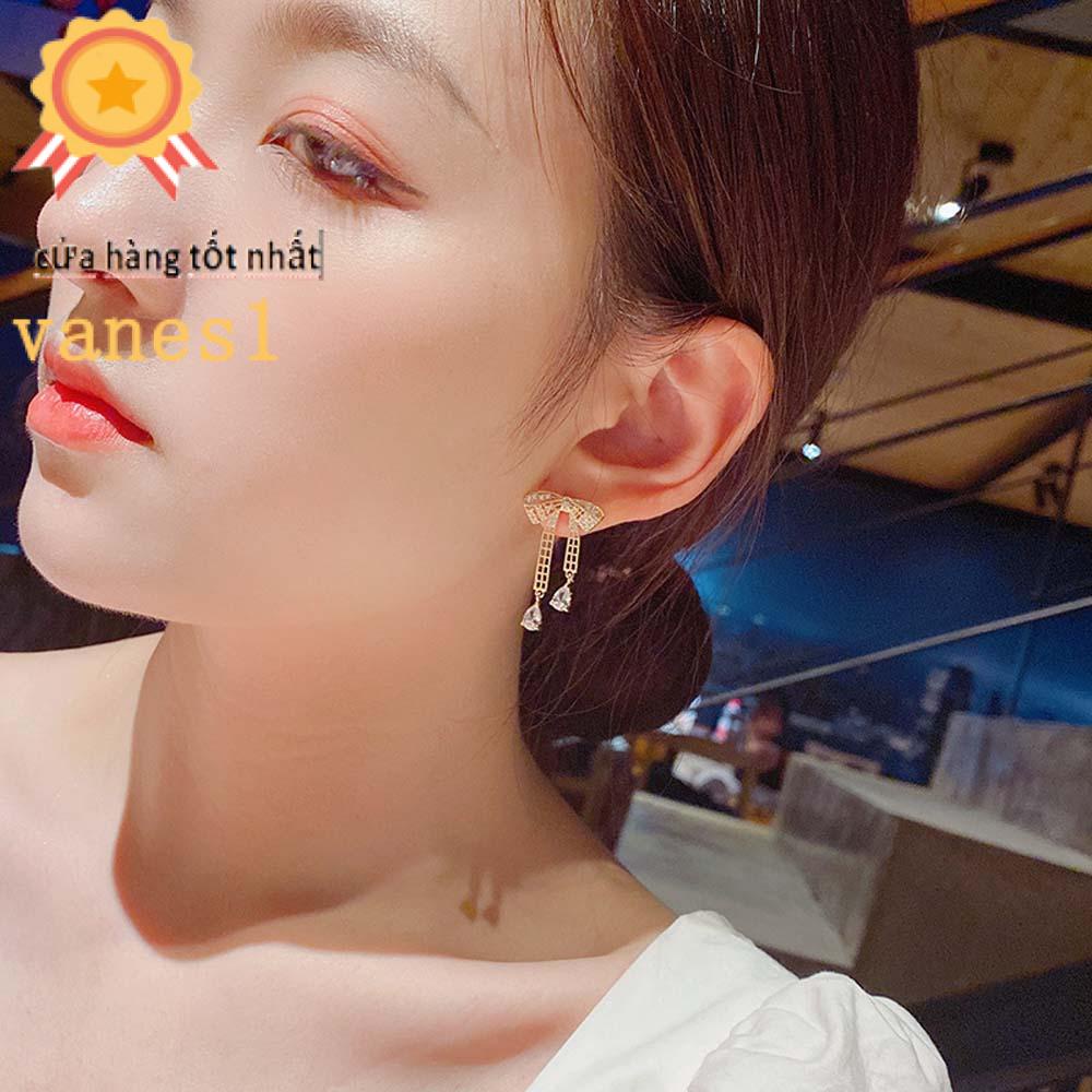 Khuyên Tai VANES1 Đính Nơ Phong Cách Hàn Quốc Ngọt Ngào|Trang Sức Thời Trang