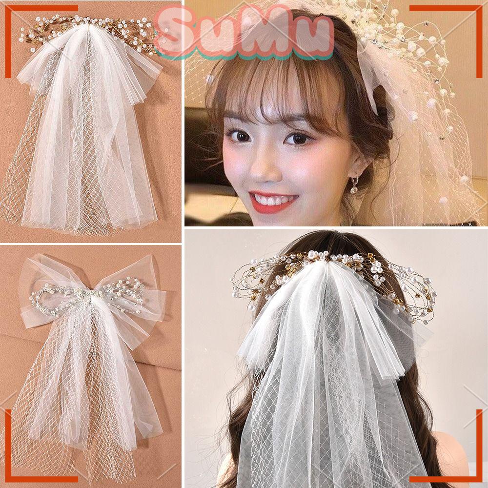 Mạng Che Mặt Đính Nơ Xinh Xắn Cho Cô Dâu|Son Môi Màu Sắc Thời Trang|Trâm Cài Tóc Đính Đá Nhiều Màu Sắc Phong Cách Bohemian Cho Cô Dâu