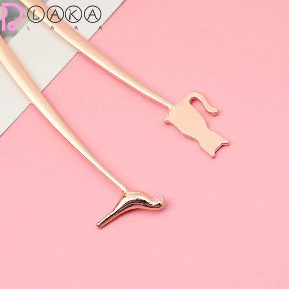 Set 2 Thẻ Đánh Dấu Trang Sách Bằng Hợp Kim Nhôm Hình Mèo / Chim Dùng Làm Quà Tặng Cho Học Sinh