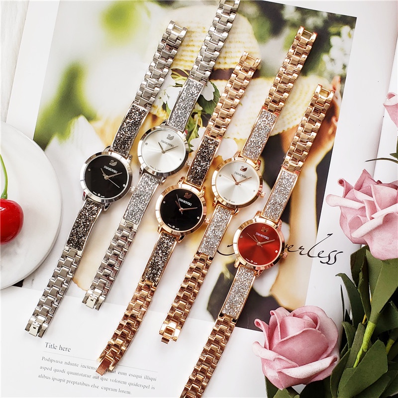 Đồng Hồ Thạch Anh Swarovski Thiết Kế Đơn Giản Thời Trang Cho Nữ