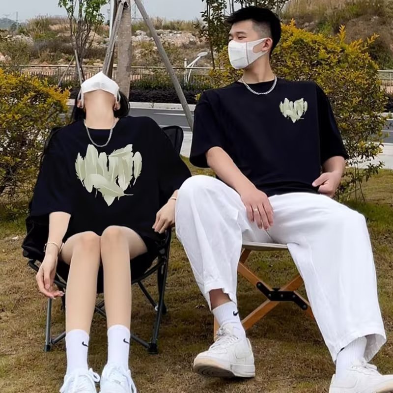 Áo Thun Đôi Bigsize Vải Cotton Áo Phông Đôi Thời Trang Hàn Quốc Simple Harajuku Áo Phông Nữ Form Rộng