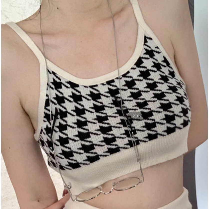 Bộ Áo Dệt Kim Hai Dây Dáng Ôm Phối Chân Váy Ngắn Thời Trang Cho Nữ