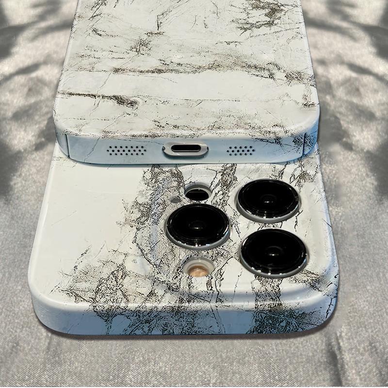 Ốp Điện Thoại Họa Tiết Đá Hoa Cương Màu Trắng Chống Sốc Cho iPhone1278 max 13 6In14Pro LQSN