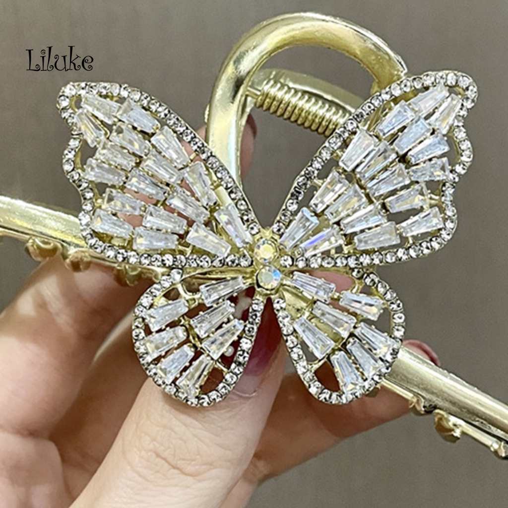 Lk Kẹp Tóc Kẹp Hàm Cá Sấu Đính Đá Zirconia Mượt Mà Chống Biến Dạng Răng LK