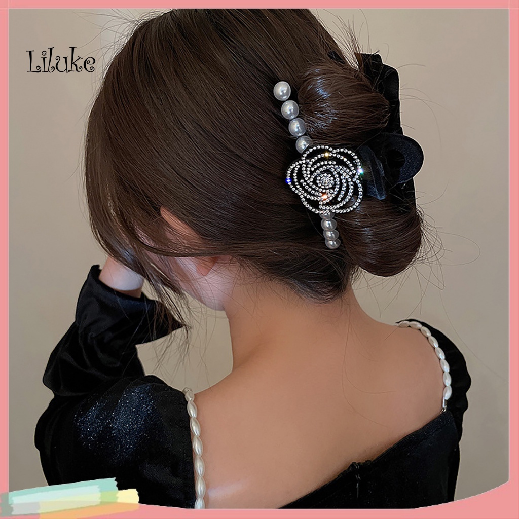 Kẹp Tóc Càng Cua Đính Ngọc Trai Nhân Tạo Kiểu Dáng Vintage Thời Trang Cho Nữ