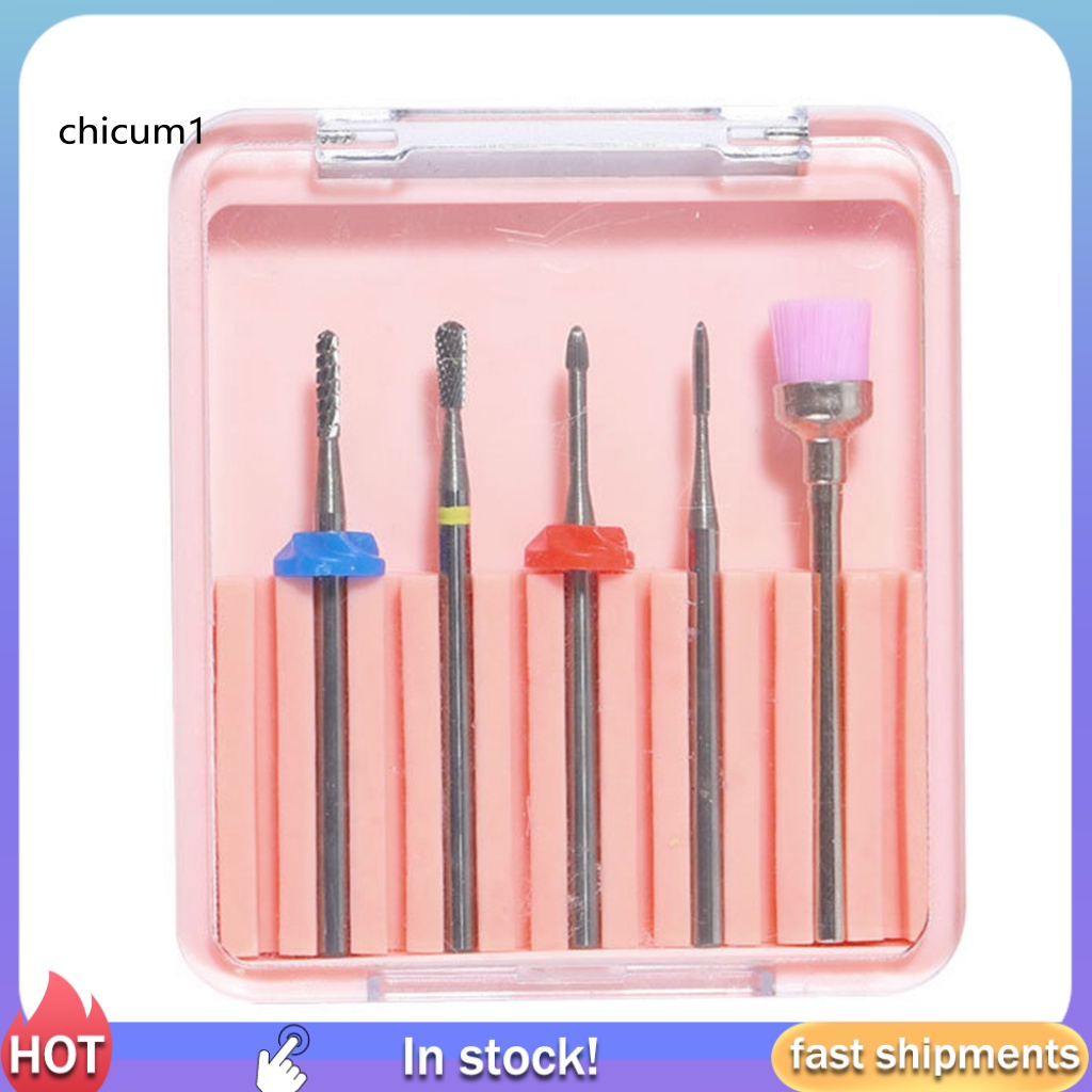 Set 5 Mũi Mài Móng Tay 5 Mẫu Bằng Thép Vonfram Phong Cách Giáng Sinh