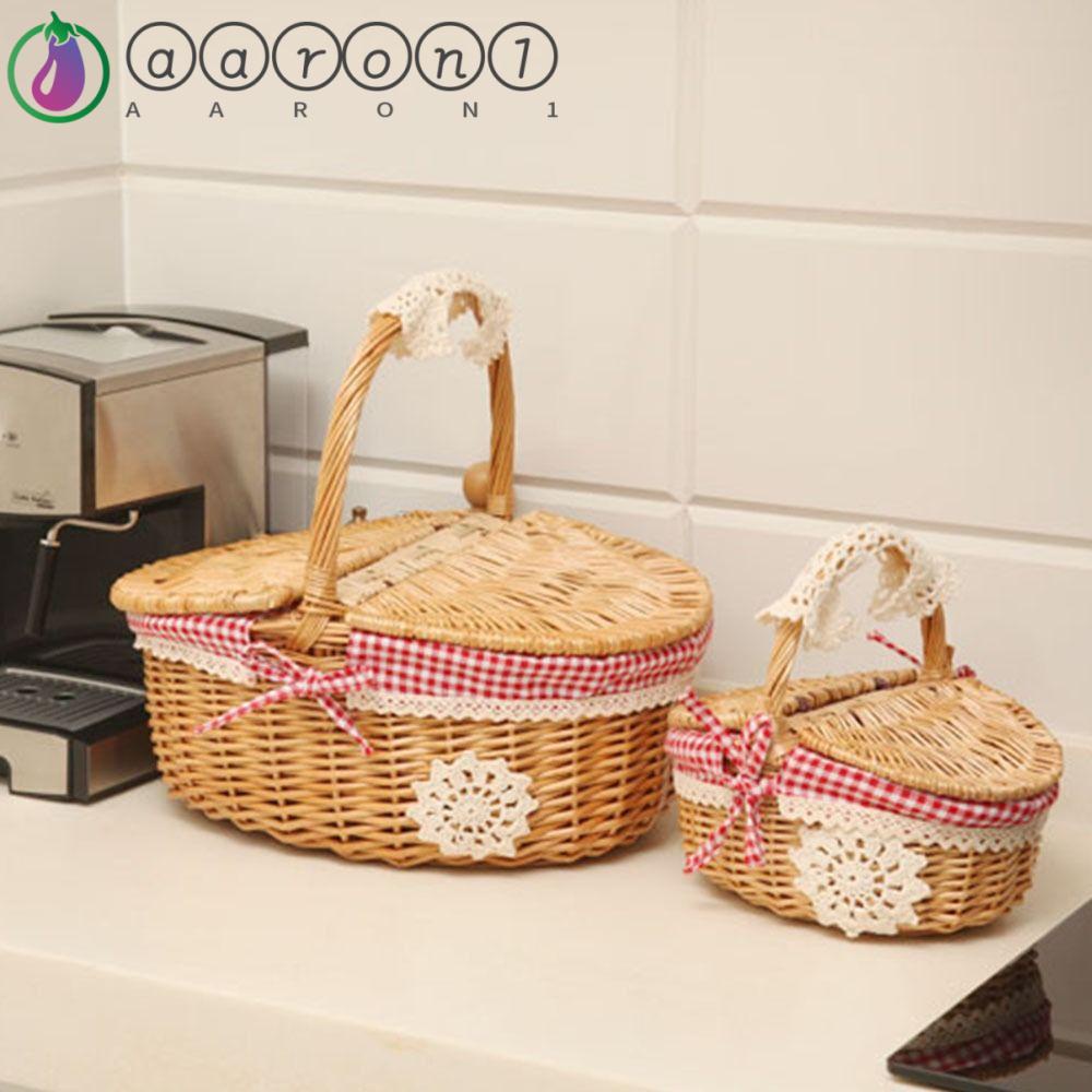 Aaron1 Giỏ Đựng Trái Cây Dệt Tay Có Nắp Đậy Tháo Rời Được Tiện Lợi Dành Cho