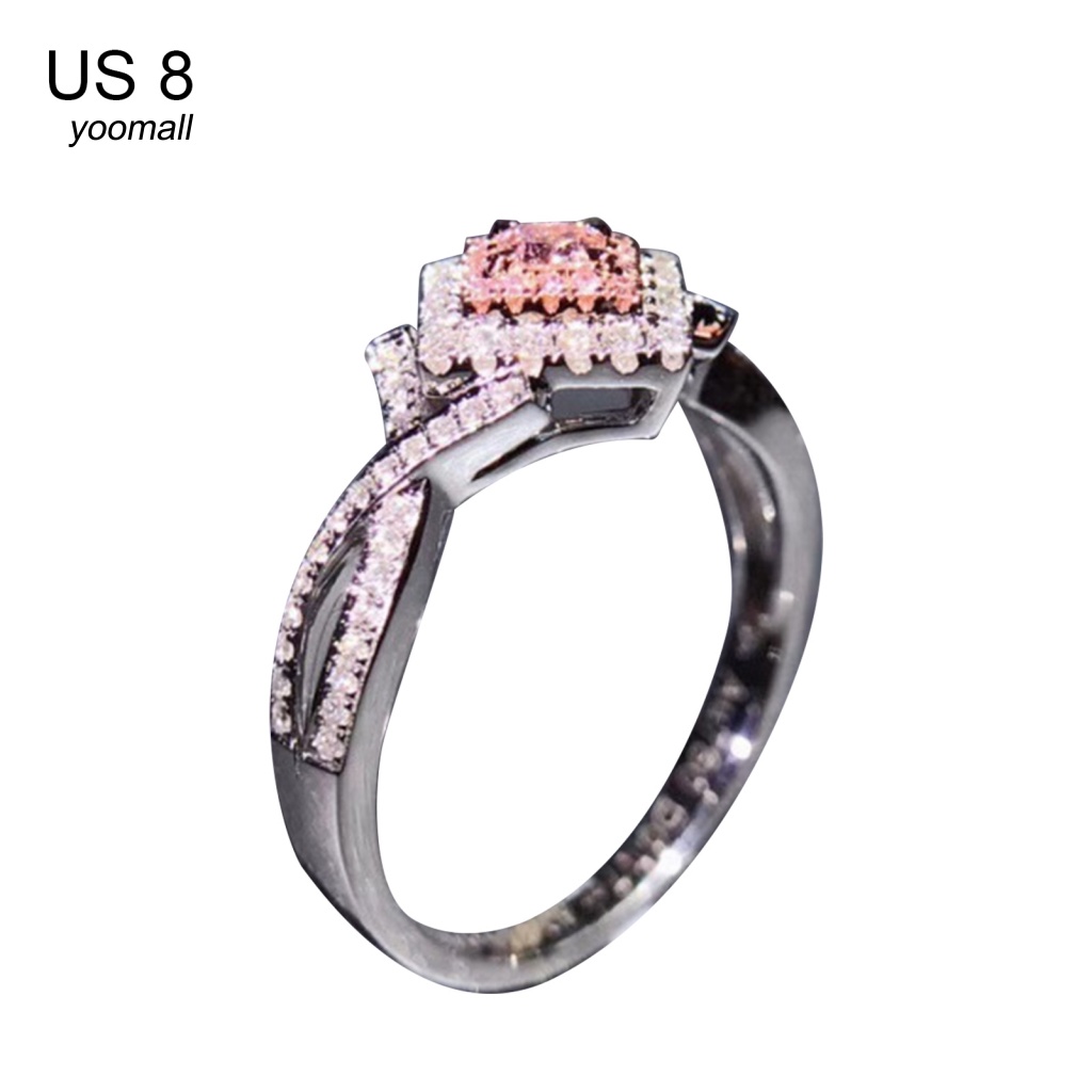 Nhẫn Hợp Kim Đính Đá Zircon Hình Vuông Sang Trọng Cho Nữ