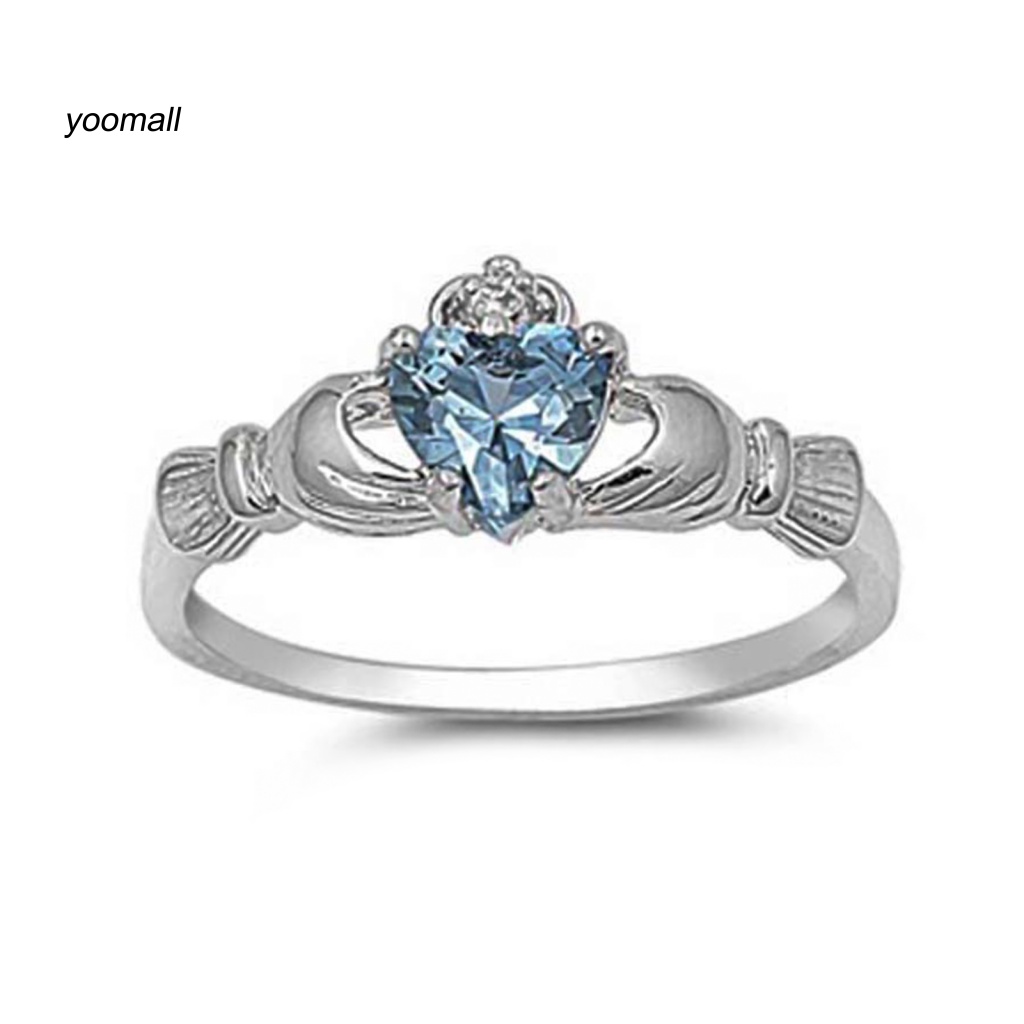 Nhẫn Đính Hôn Bằng Đồng Đính Đá Hình Trái Tim Sang Trọng Cho Nữ