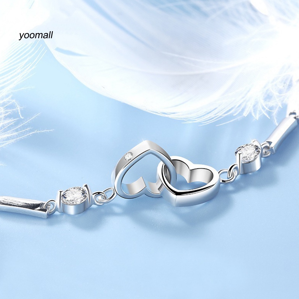 Yo / Vòng Đeo Tay Chuỗi Xích Bắt Mắt Bằng Đồng Hình Trái Tim Quyến Rũ Dành Cho Nữ