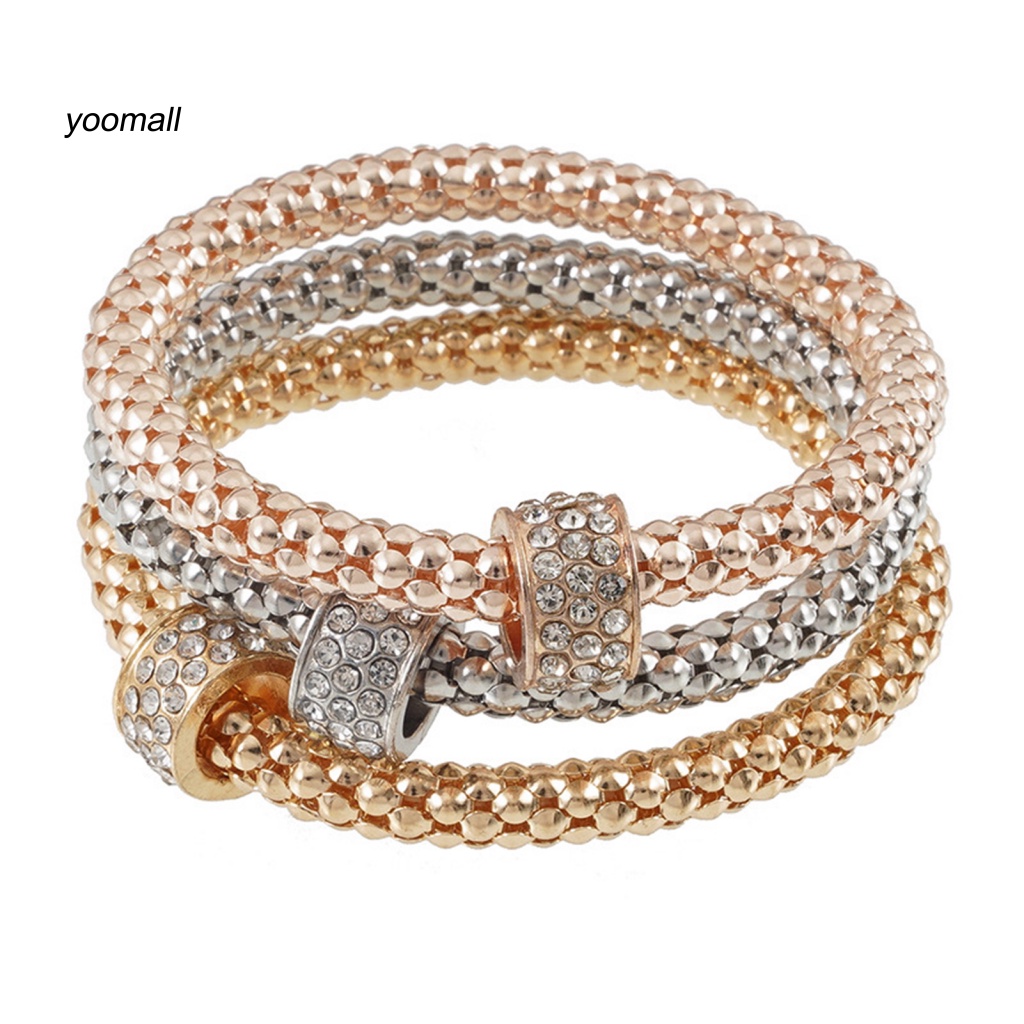 Set 3 Vòng Tay Hợp Kim Đính Đá Thời Trang Cho Nữ