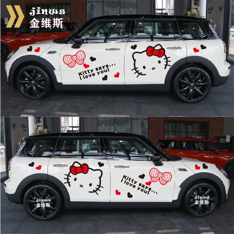 Miếng Dán Trang Trí Xe Hơi Họa Tiết Hello Kitty Dễ Thương