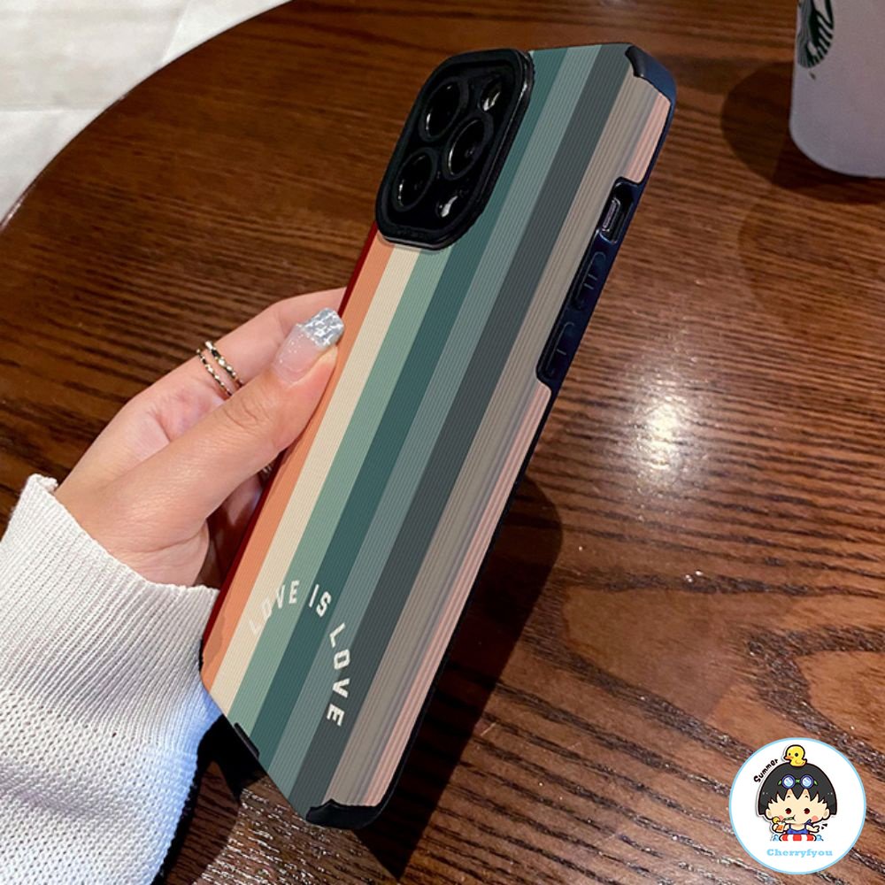 Ốp Điện Thoại Da Giả Viền Màu Cầu Vồng Cho IPhone 14 13 12 11 Pro Max X XR 8 7 Plus SE