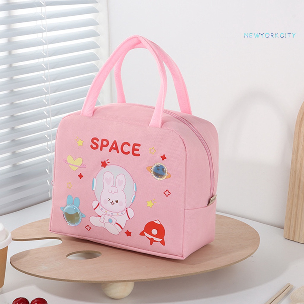 Túi Đựng Hộp Cơm Trưa In Họa Tiết Thỏ Hoạt Hình 3D Có Tay Cầm Tiện Dụng
