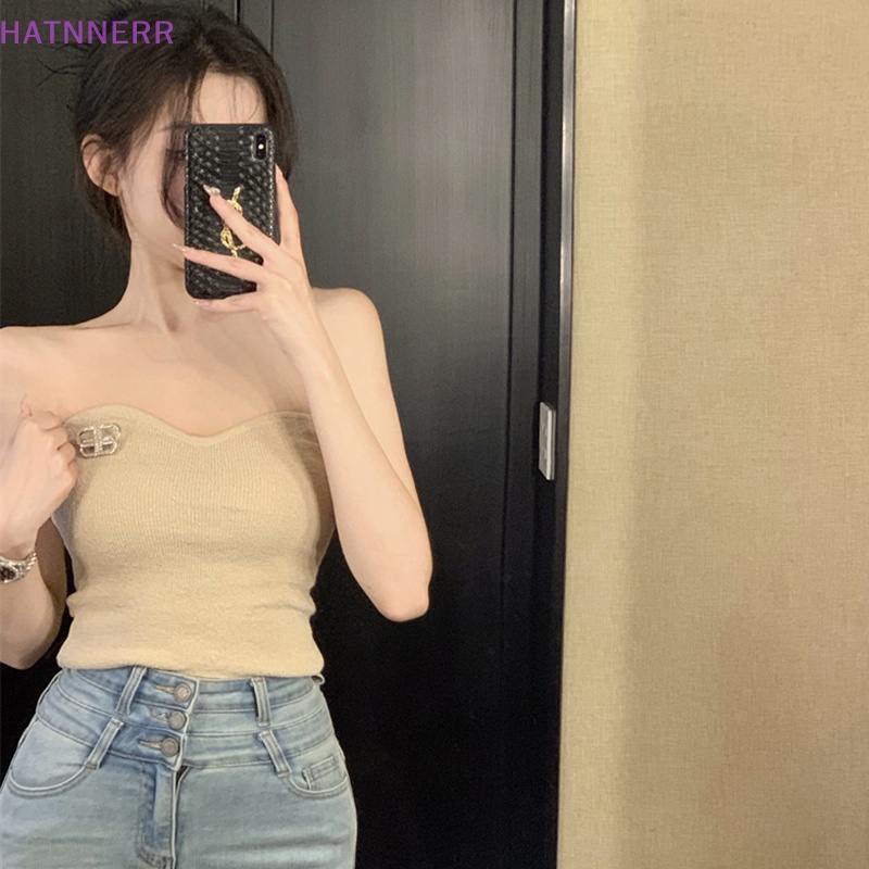 Áo Hai Dây Dệt Kim Màu Trơn Thời Trang Mùa Hè Quyến Rũ Cho Nữ FHS