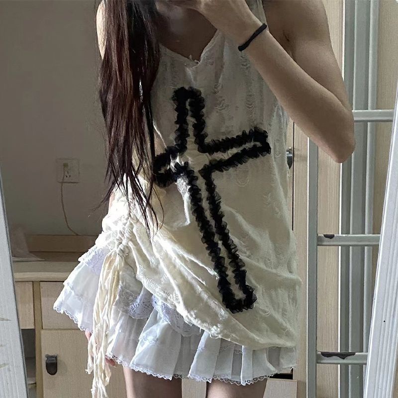 Áo Hai Dây Dáng Rộng Phong Cách Retro Mỹ Thời Trang Xuân Hè Hàng Mới 2023 Dành Cho Bạn Nữ