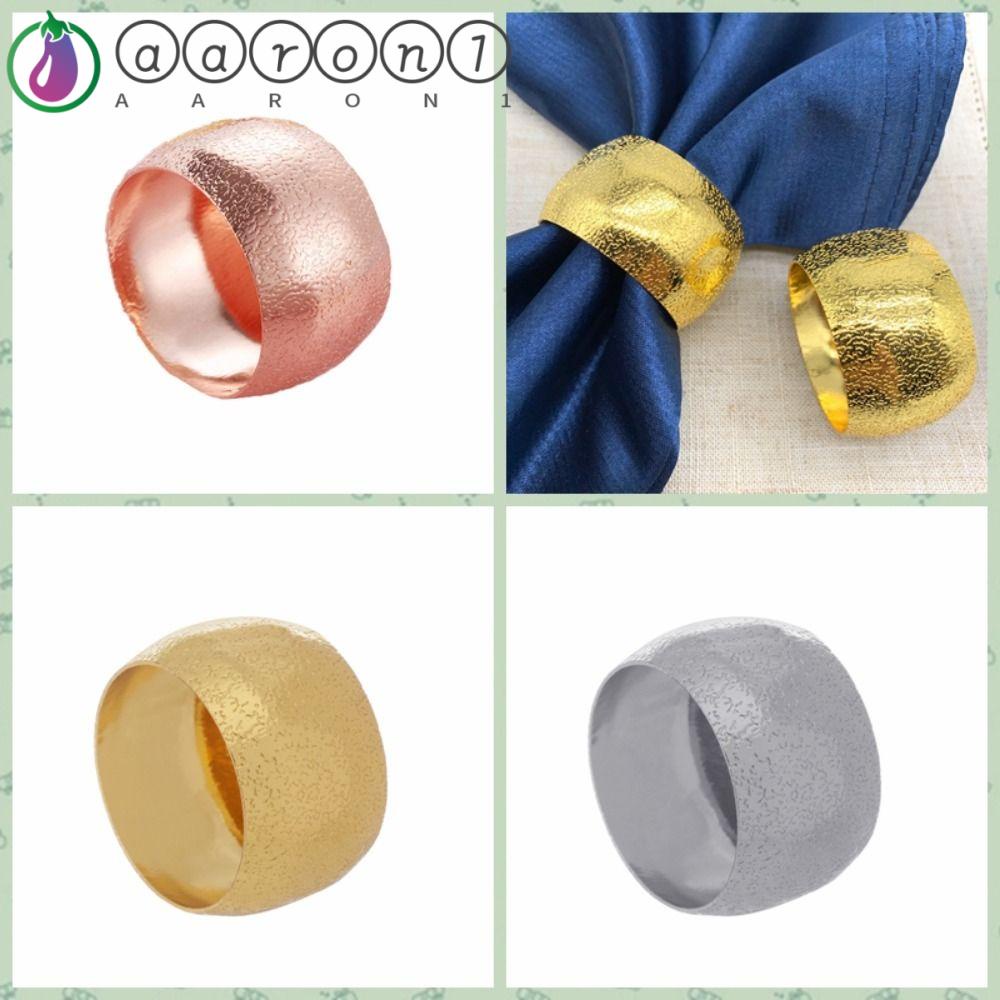 Set 4 Vòng Giữ Khăn Ăn AARON1 Tiện Dụng|Nút Tròn Kim Loại Mạ Điện Cho Khăn Ăn Khách Sạn