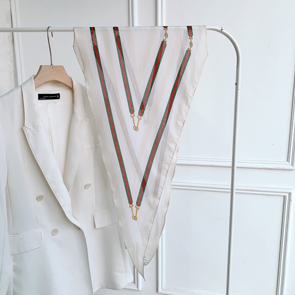 Hàng Mới Về Khăn Quàng Cổ Lụa In Họa Tiết Kim Cương Thời Trang Xuân Thu Trang Trí Thanh Lịch Dành Cho Nữ