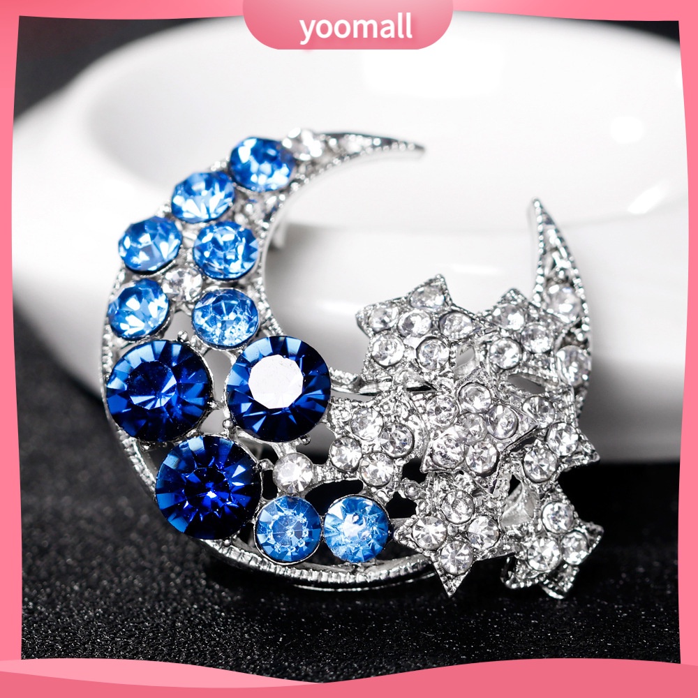 Ghim Cài Áo Hợp Kim Hình Trăng Sao Đính Đá Thời Trang