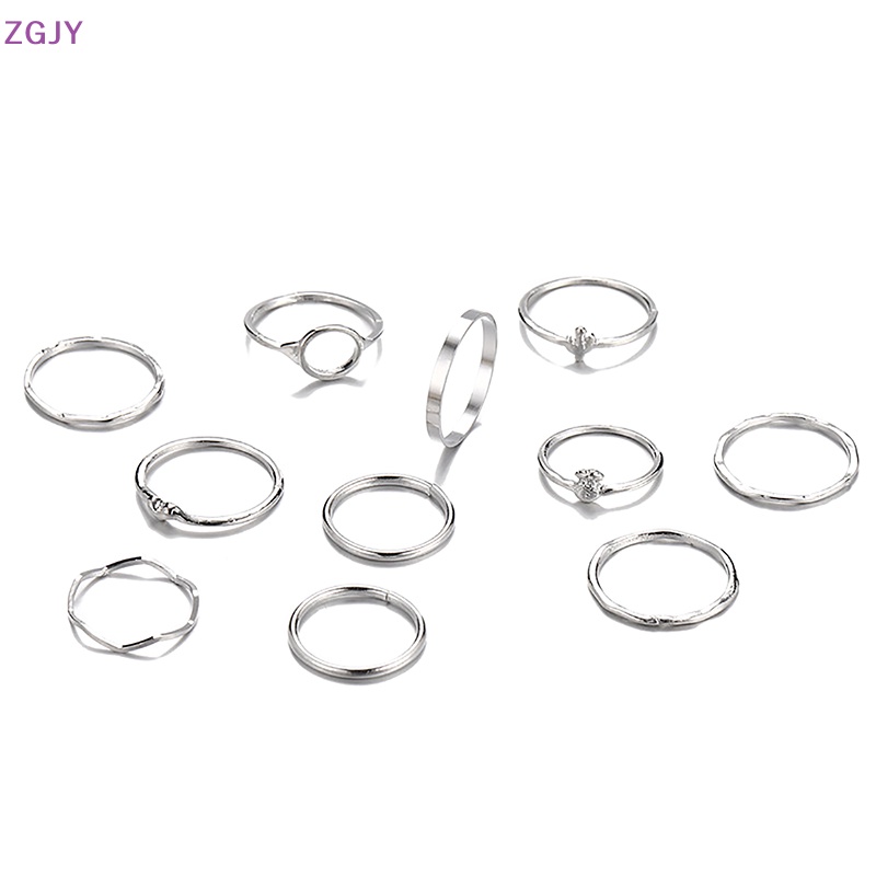 Set 11 Nhẫn Hở Phong Cách Bohemian Có Thể Điều Chỉnh Kích Thước Dành Cho Nữ Mới