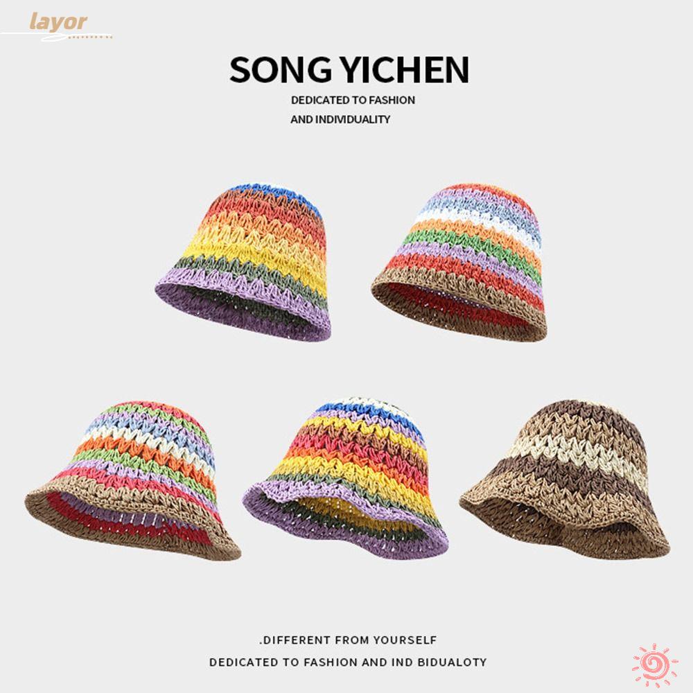 LAY Nón Tai Bèo Chống Nắng Màu Cầu Vồng Kiểu Nhật Bản Thời Trang
