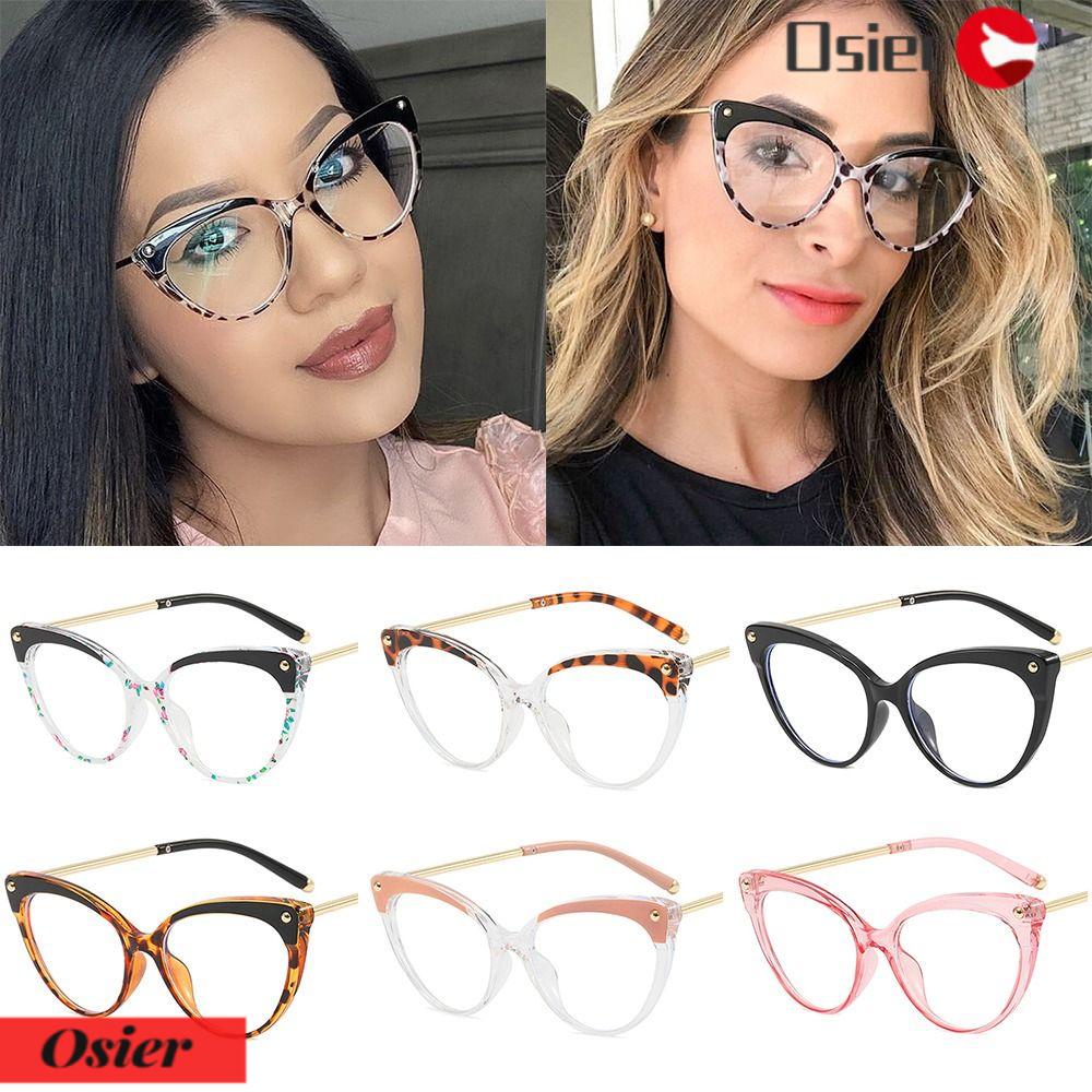 OSIER1 Mắt Kính Bảo Vệ Chống Ánh Sáng Xanh Hình Mắt Mèo Đính Đinh Tán Thời Trang 1