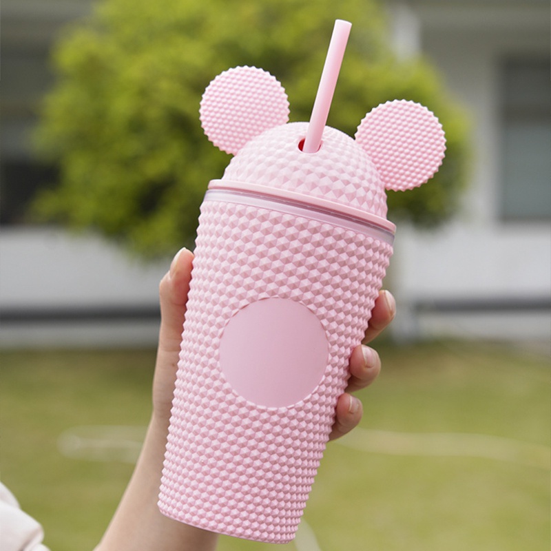 Bình Nước Nhựa 16OZ / 480ml Có Nắp Hình Chuột Dễ Thương