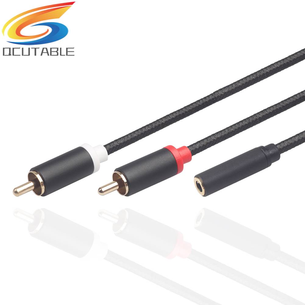 Dây Cáp Âm Thanh 0.4m RCA 2 RCA Đầu Đực Sang Đầu Cái 3.5mm