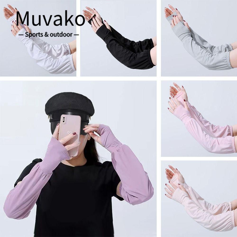 MUVAKO Găng Tay Chống Nắng Và Tia UV Bằng Vải Lụa Mát Phong Cách Thể Thao Sự Bảo