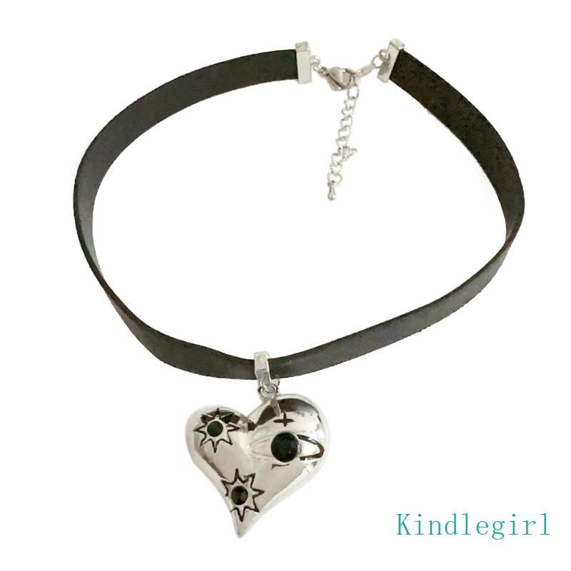 Vòng cổ Choker Da PU Mặt Trái Tim Đơn Giản Thời Trang Dành Cho Nữ Y2k
