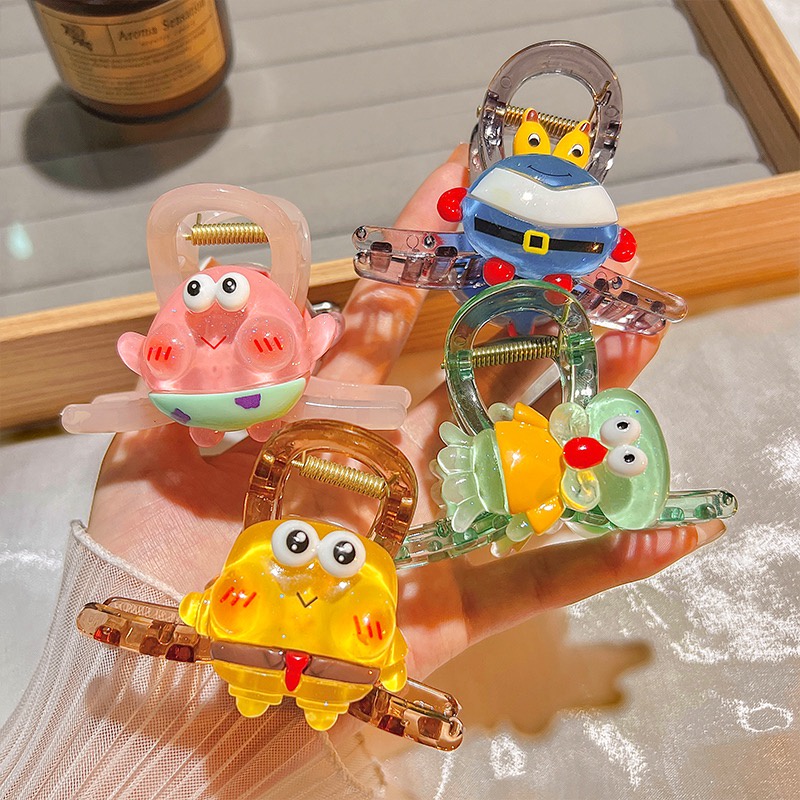 Kẹp Tóc Hình SpongeBob Vuông / Ngôi Sao / Cá Mập Dễ Thương Phong Cách Nhật Hàn Cho Nữ