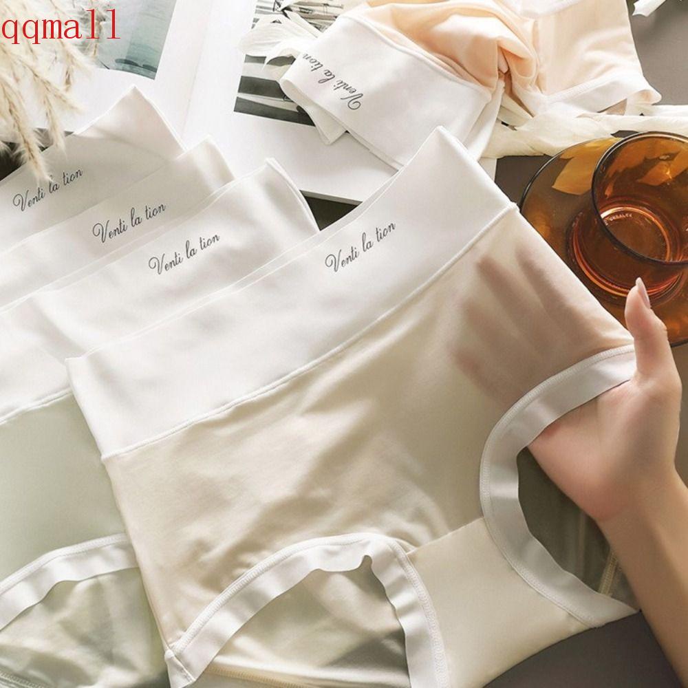 QQMALL Quần Lót Thể Thao Bằng Lụa Lạnh Co Giãn Thoáng Khí Hai Màu Siêu Mỏng Lưng Cao Khô Nhanh