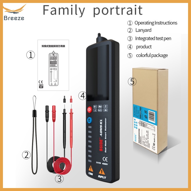 Vạn Năng Kế Kỹ Thuật Số 3 Trong 1 BSIDE ADMS1 DC AC DMM Ohm Hz Và Phụ Kiện