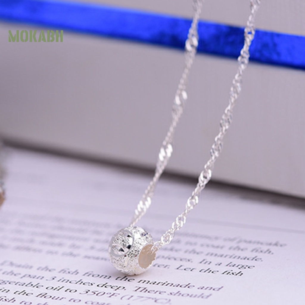 [Mok Abh] Vòng cổ Dạng Gợn Sóng Nước Bằng Thép Không Gỉ Màu Bạc Lấp Lánh Thời Trang Du Lịch Cho Nữ