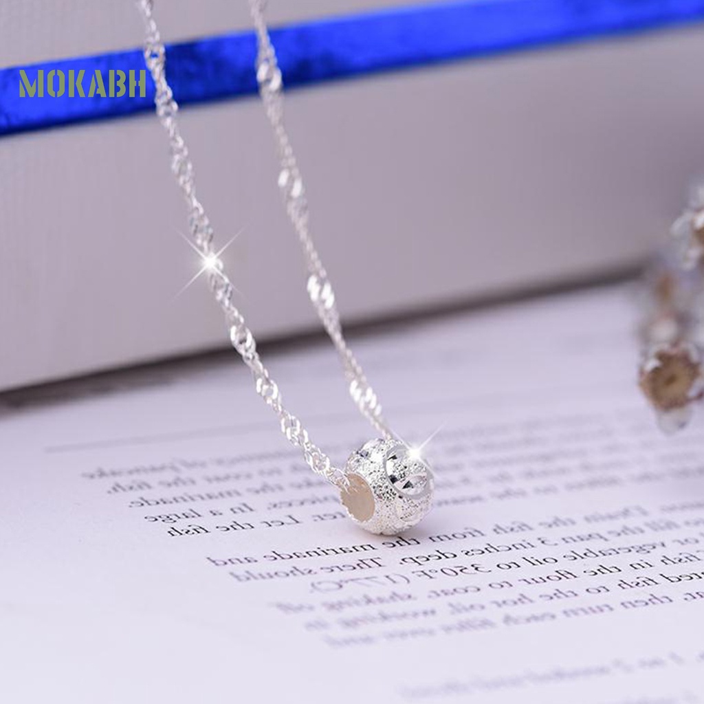 [Mok Abh] Vòng cổ Dạng Gợn Sóng Nước Bằng Thép Không Gỉ Màu Bạc Lấp Lánh Thời Trang Du Lịch Cho Nữ