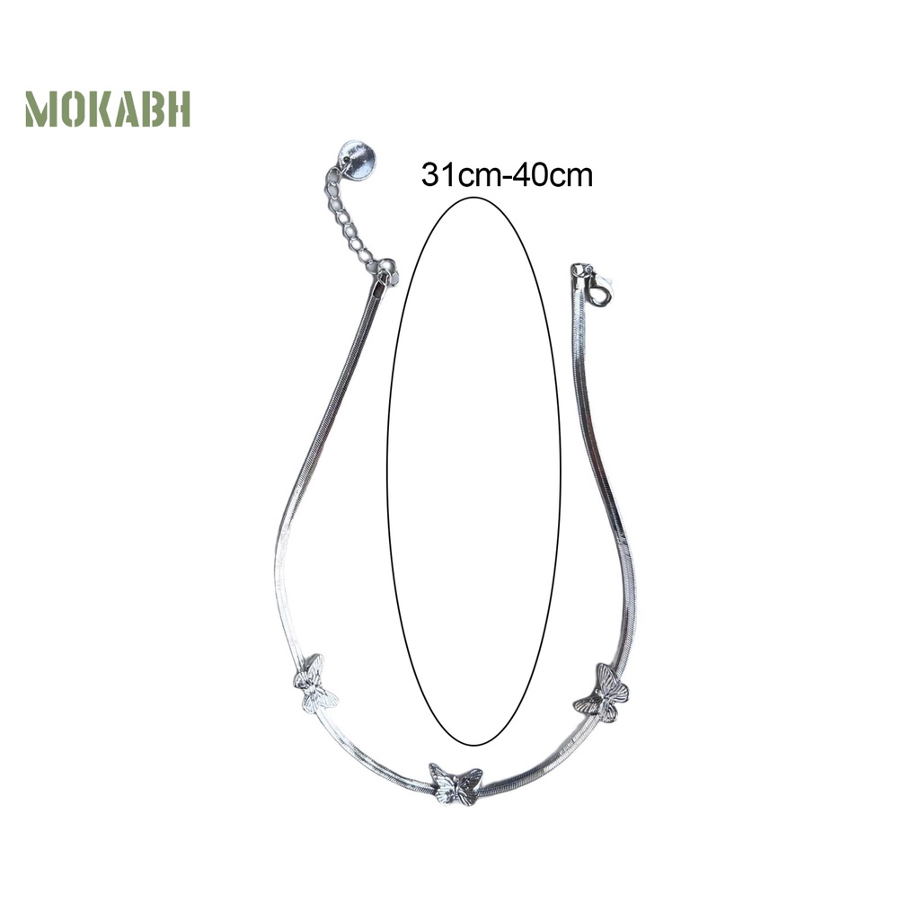 [Mok Abh] Vòng Cổ Mạ Bạc Hình Xương Rắn Thanh Lịch Thời Trang Cho Nữ