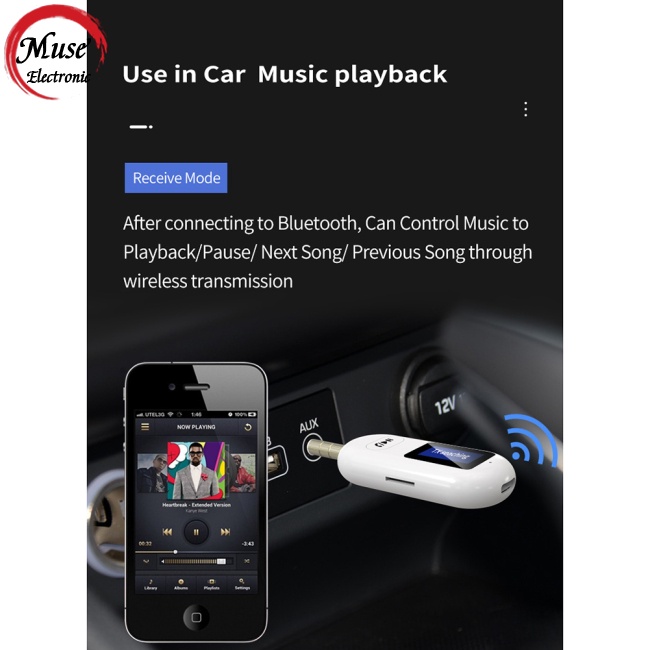 Bộ Thu Phát Âm Thanh Bluetooth 2 Trong 1 Giắc Cắm 3.5mm Aux Không Dây Cho Xe Hơi