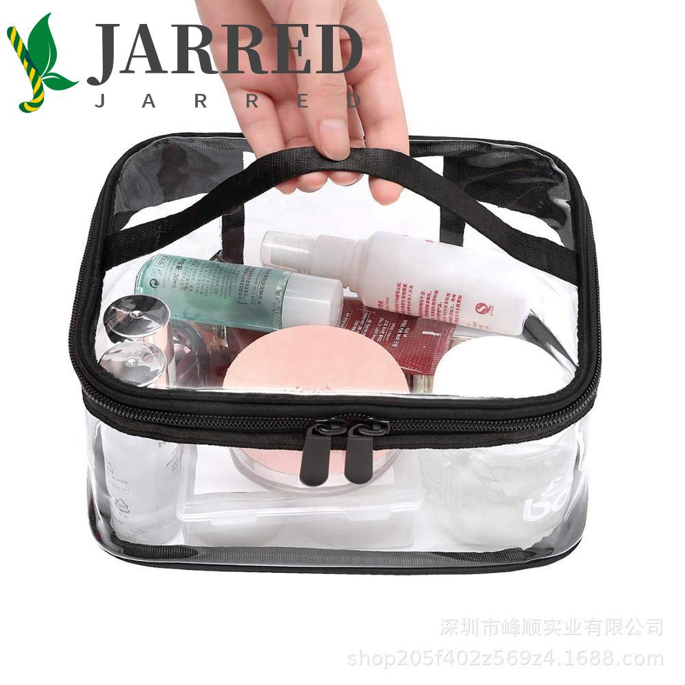 JARRED Túi Đựng Mỹ Phẩm Bằng PVC Trong Suốt In Chữ Đơn Giản Chống Thấm Nước Có Khóa Kéo Tiện Dụng Cho