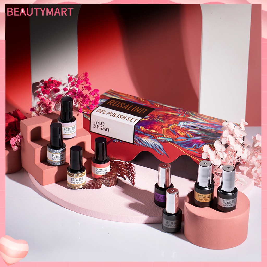 Set 24 Sơn Móng Tay Gel UV Tạo Hiệu Ứng Đẹp Mắt DIY