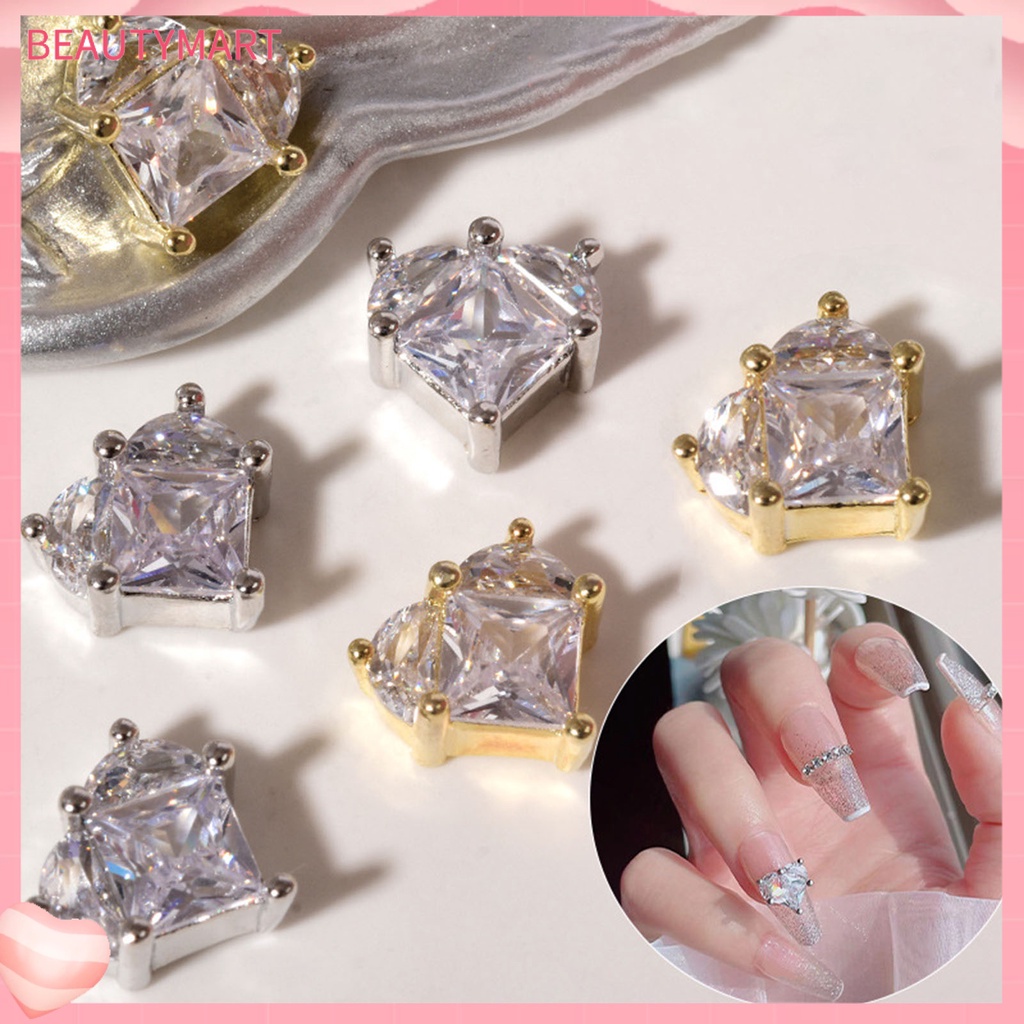 Phụ Kiện Trang Trí Móng Tay Hình Trái Tim Đính Đá 3D Sang Trọng