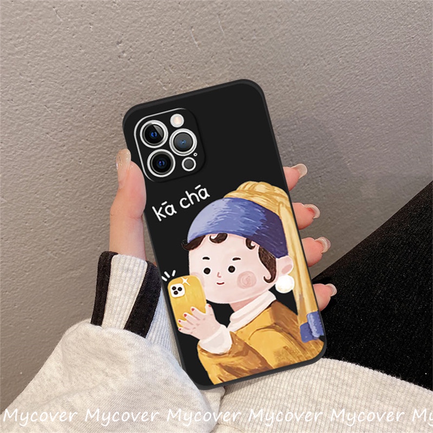 Ốp Điện Thoại Silicon Mềm Hình Cô Gái Đính Ngọc Trai Cho iPhone 11 13 12 14 Pro Max X XR Xs Max 6 7 8 Plus