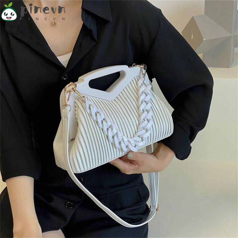 PINEVN Túi Xách Đeo Chéo Phối Dây Xích Bằng Chất Liệu Acrylic