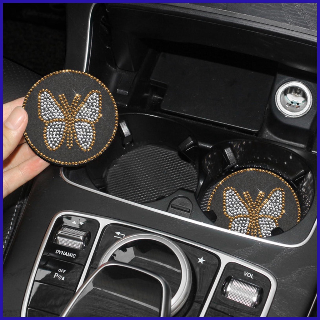 Đế Lót Ly Dày Cách Nhiệt Chống Trượt Hình Bướm Lấp Lánh Thông Dụng Cho Xe Hơi