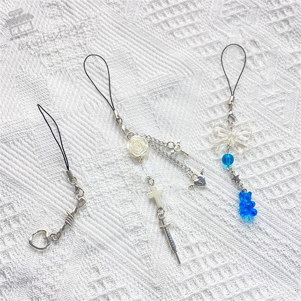 AUGUSTINA Móc Khóa Điện Thoại Y2K Đính Hạt Dễ Thương