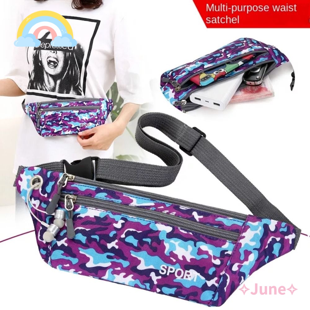 JUNE Túi Đeo Chéo Chống Thấm Nước Họa Tiết Rằn Ri