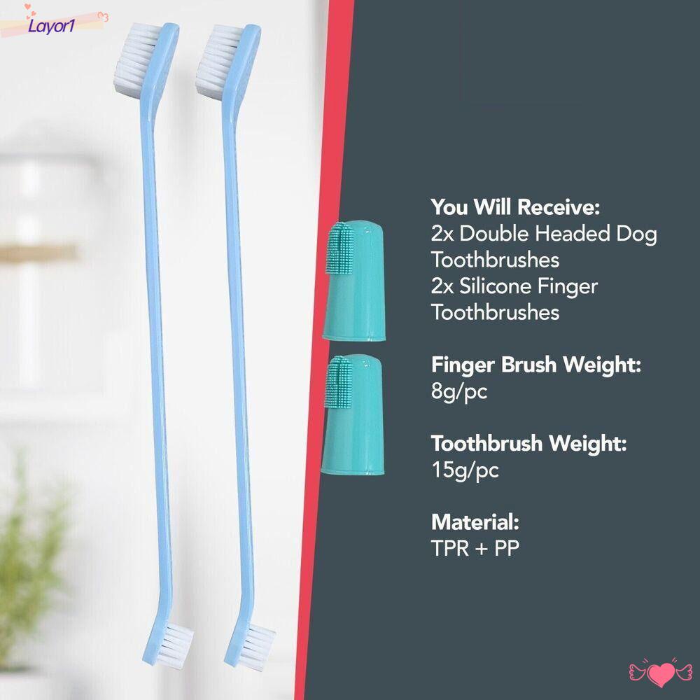 LAYOR1 Bộ 4 Bàn Chải Đánh Răng Hai Đầu Cho Thú Cưng