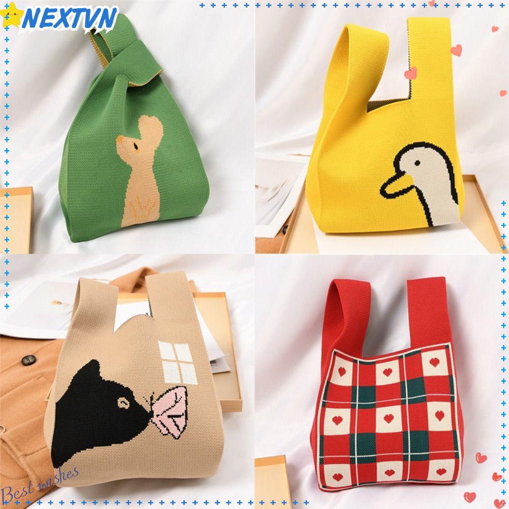NEXTVN Túi Mua Sắm Đeo Cổ Tay Đan Len Có Thể Tái Sử Dụng