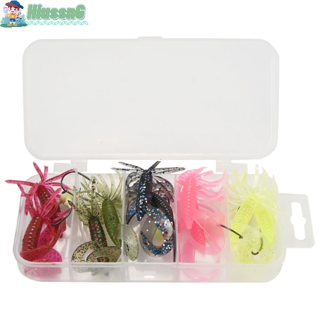 Mồi Câu Cá Giả Hình Con Tôm Mềm 7cm 1.8g Hai Tầng Có Móc