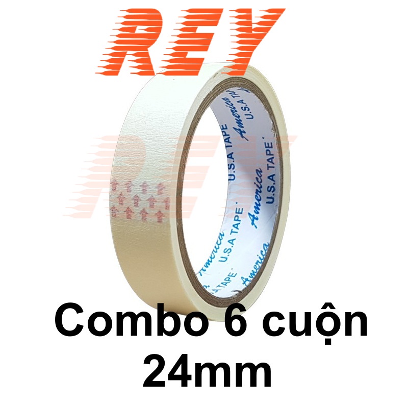COMBO 6 cuộn băng keo giấy chặn màu cố định tranh nhiều size 12mm 24mm 48mm